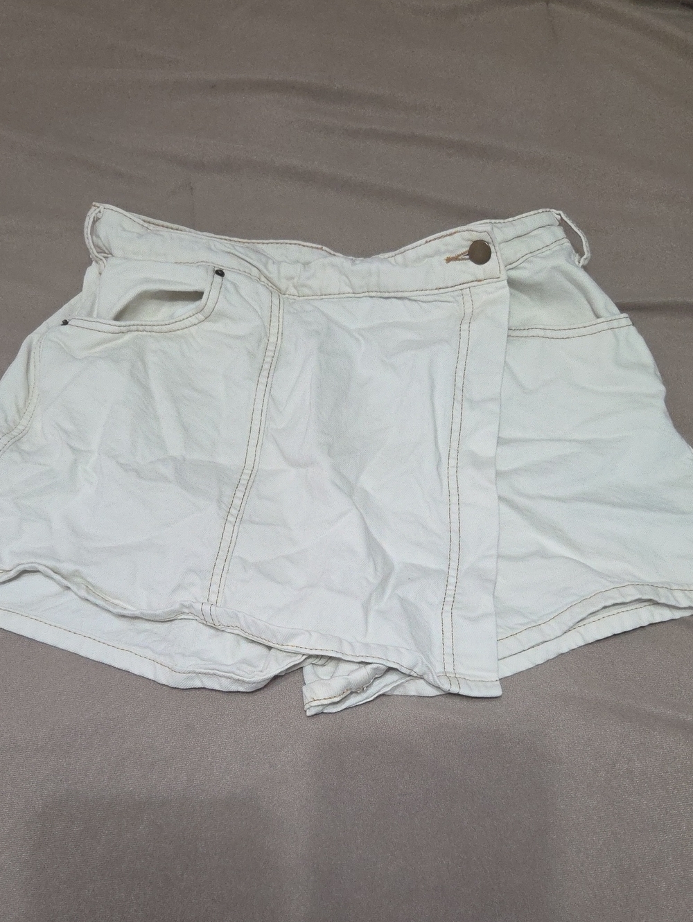 Women's White High-Waist Skort with Front Wrap Detail